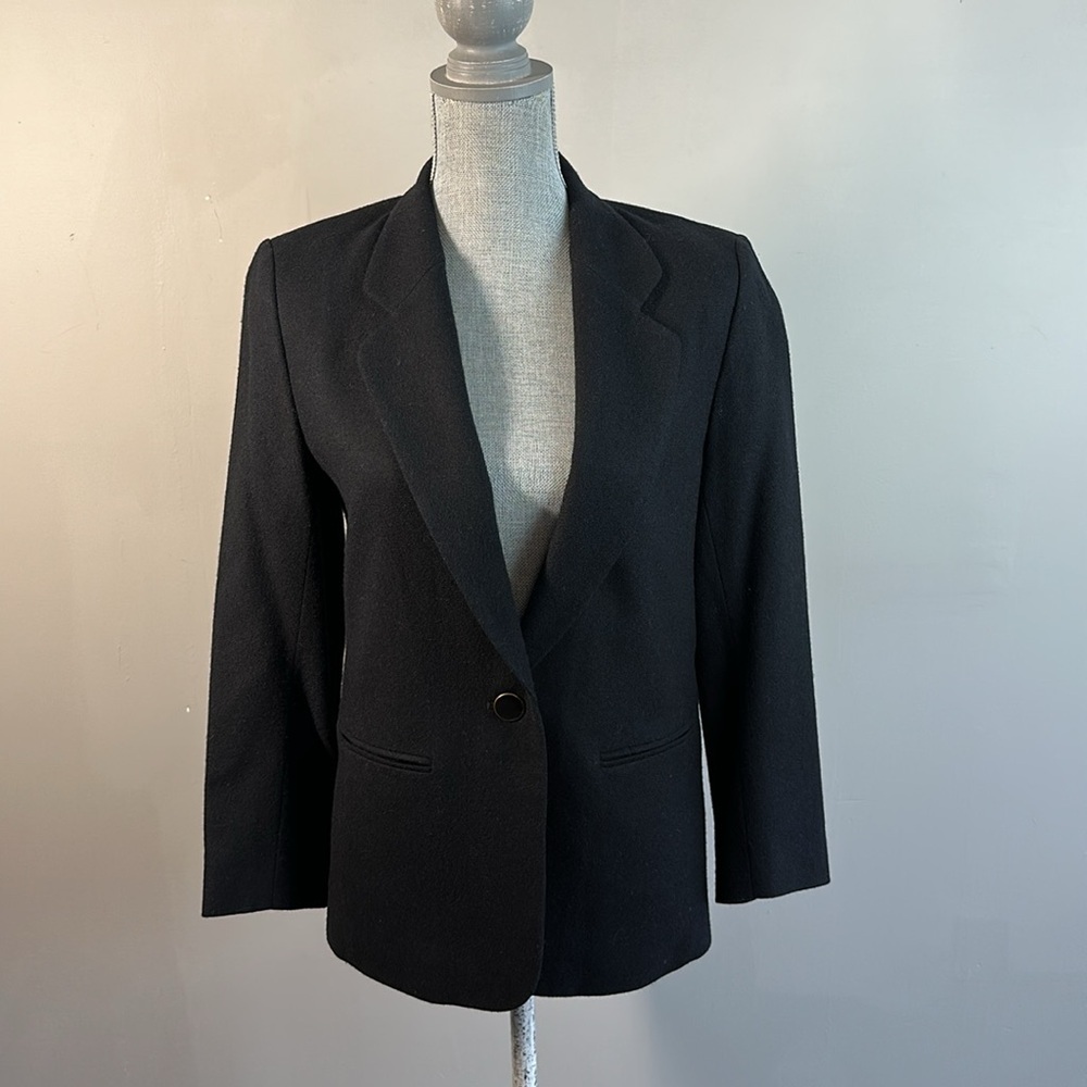 Vintage Pendleton Black 100% Virgin Wool Blazer Size 6 Petite